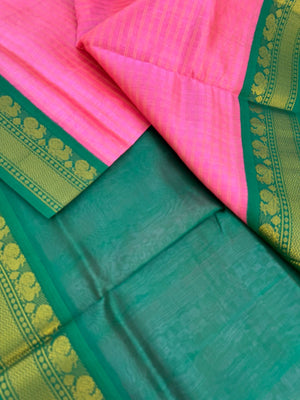 Korvai Silk Cottons - candy pink and green