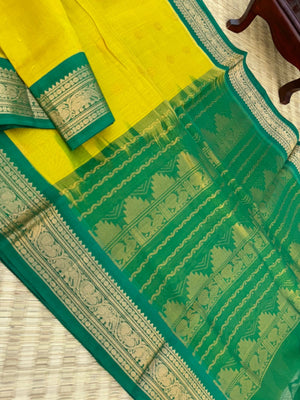 Korvai Silk Cottons - sampanga yellow and green
