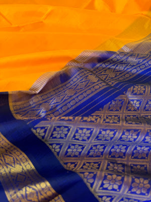 Korvai Silk Cotton - mustard and ms blue