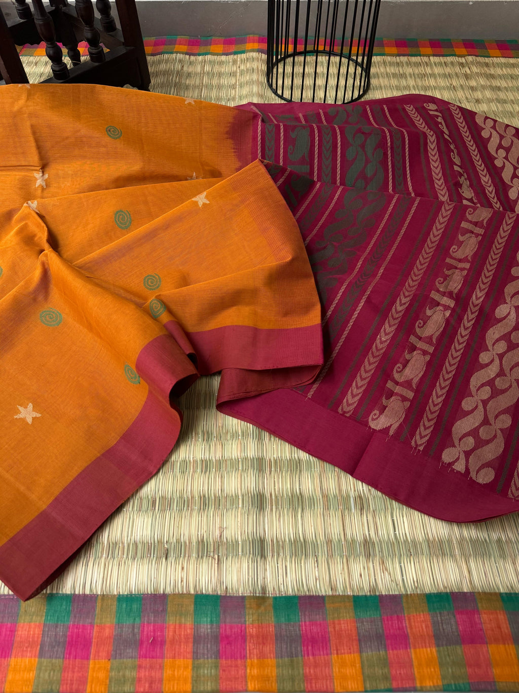 Pragatham - Contrast Play - mustard and red
