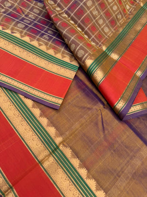 Woven Motifs Silk Cotton - a stunning unusual dual tone bronze 1000 buttas