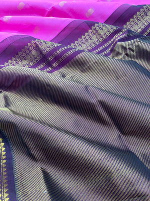Korvai Silk Cottons -candy pink and burgundy