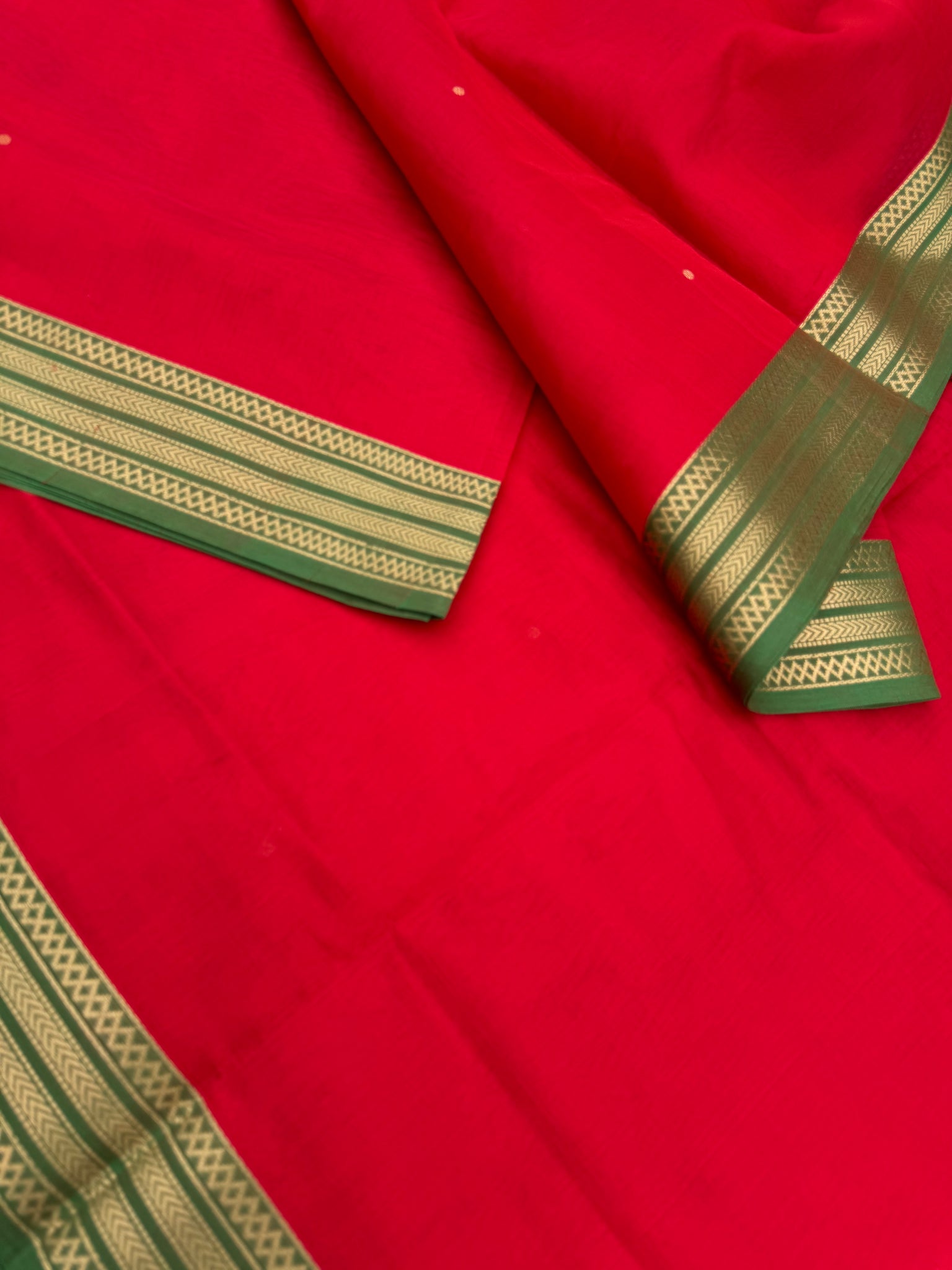 Zari Kissed Silk Cotton - stunning red bomkai