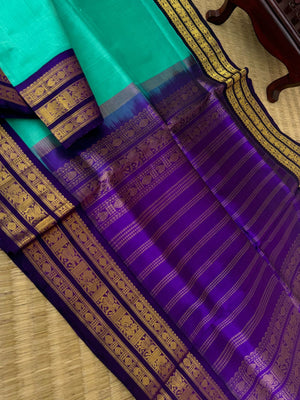 Korvai Silk Cotton - light teal and blue