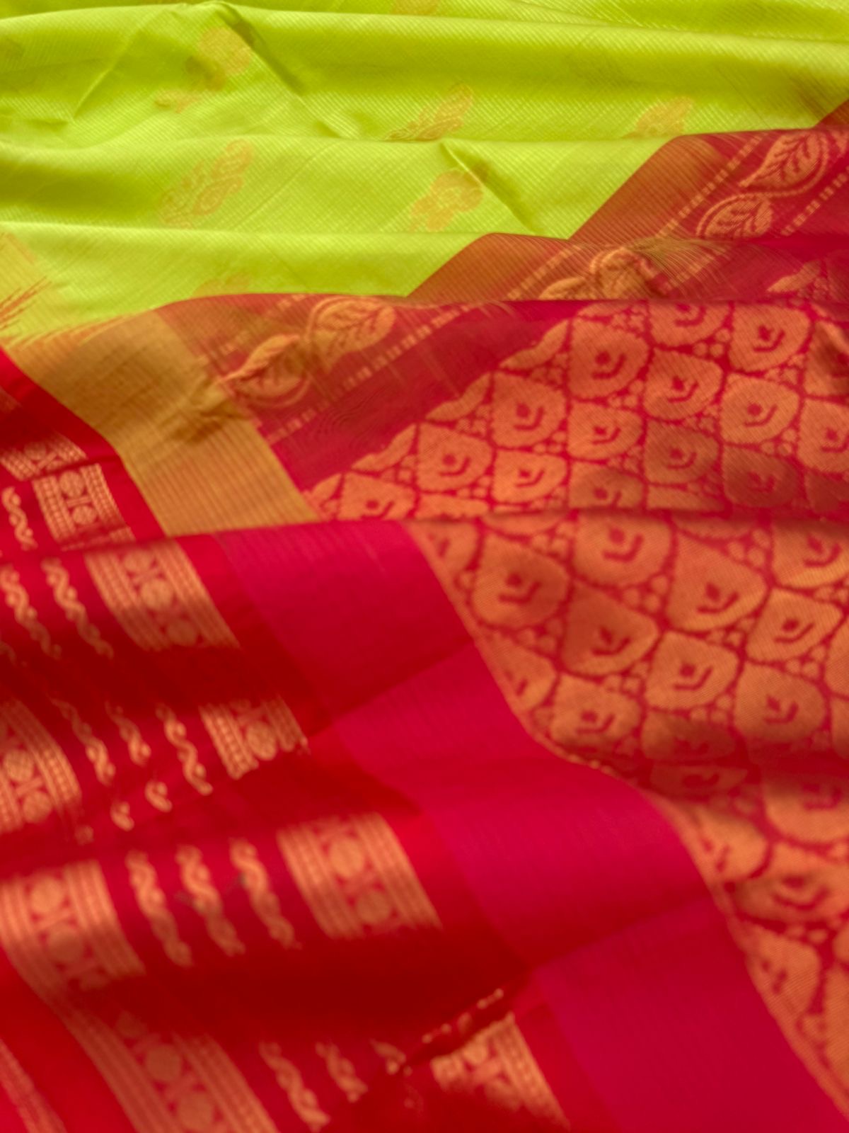 Korvai Silk Cottons - fresh green and red