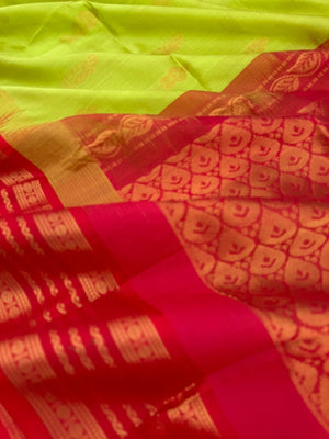 Korvai Silk Cottons - fresh green and red