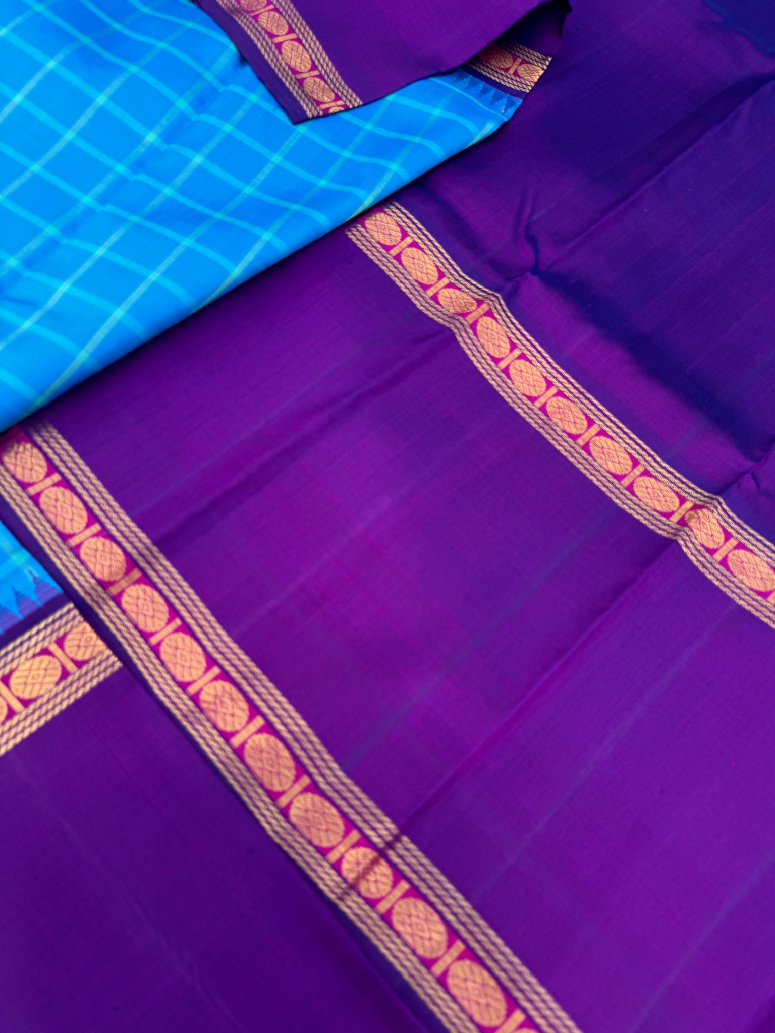 Paarambarayam - Vintage Vibes on Every Thread - most beautiful blue and most vintage blue on violet with kalakshtera style broad borders