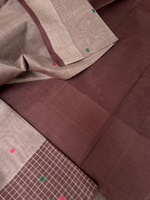 Pragatham - Contrast Play - ovaltean grey one side border chexs