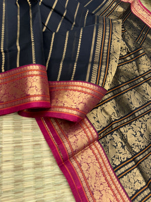 Black Edition of Zari Kissed Silk Cotton - stunning vertical veldhari