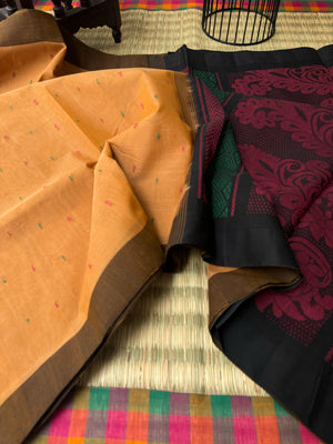 Pragatham - Contrast Play - beige mixed orange ice cream and black