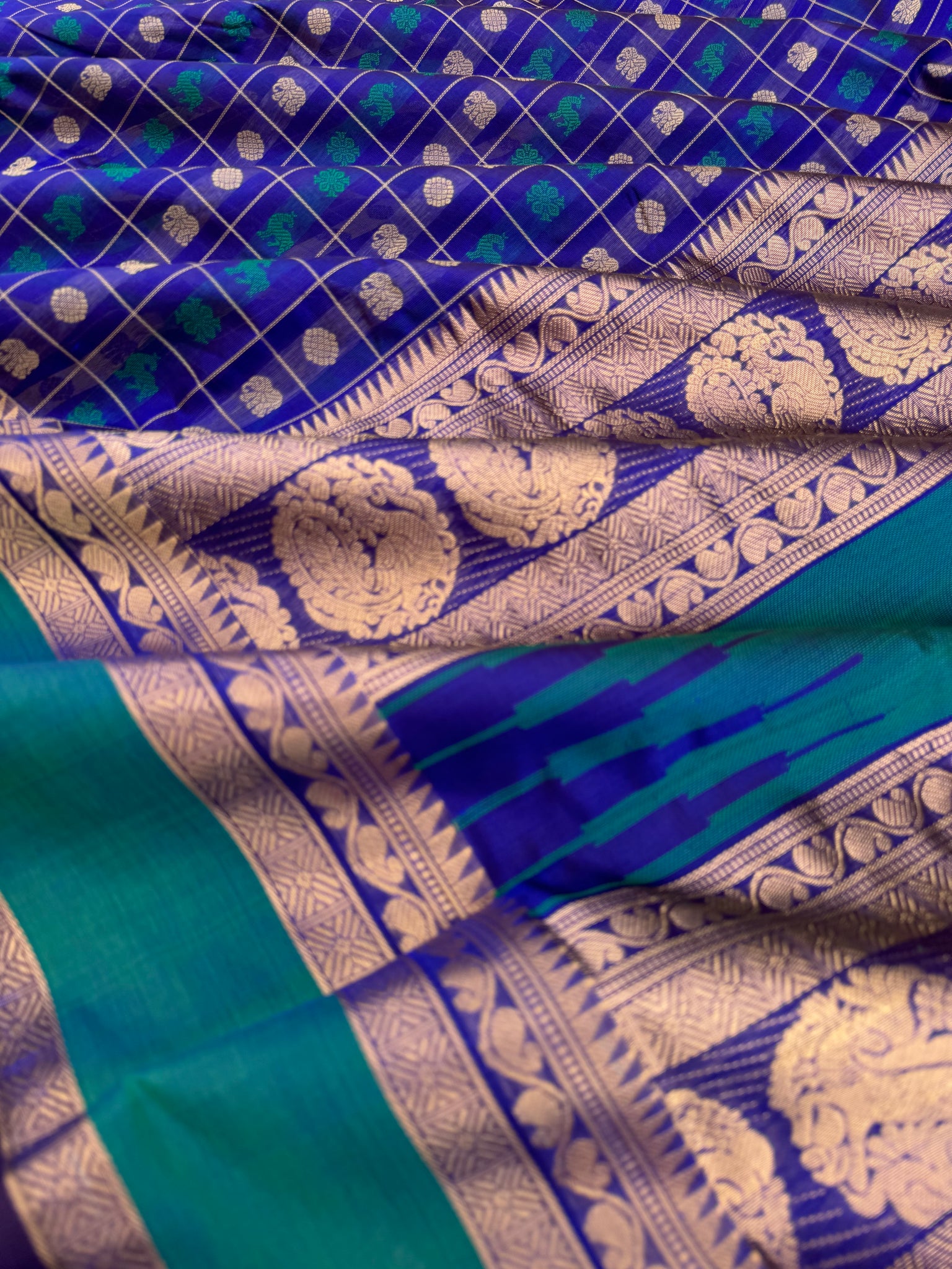 Woven Motifs Silk Cotton - ink blue 1000 buttas