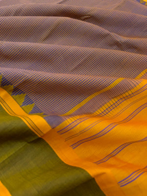 Signature Silk Cotton -mustard and blue kasa kasa kattam