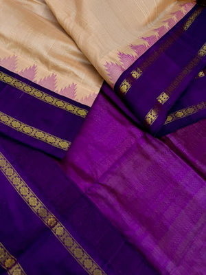 Korvai Silk Cottons -sandalwood and deep purple