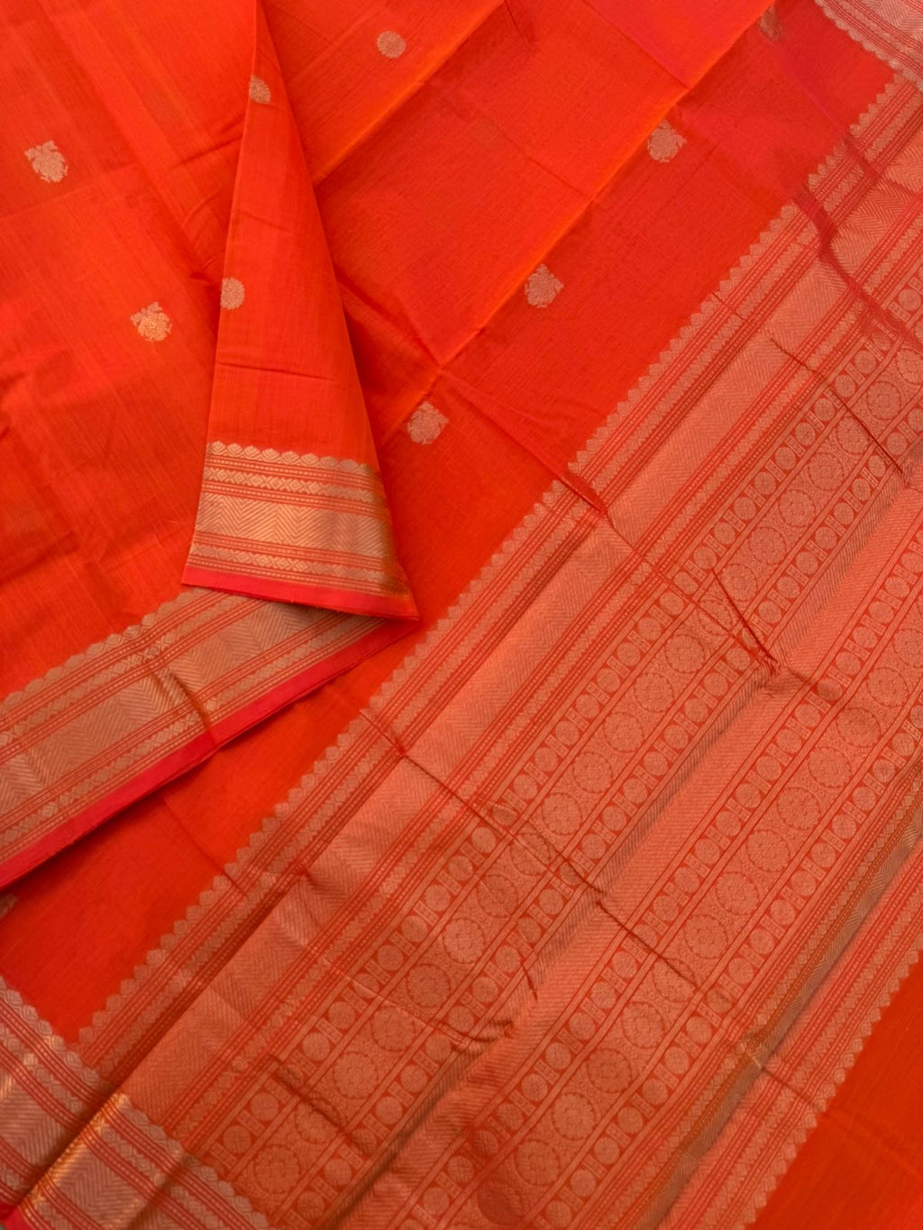 Zari Touched Mangalavastaram - Fanta orange and gold