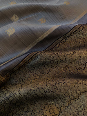 Antique Touch Kanchivarams - stunning metallic steel grey and black and antique gold is the best ever combination