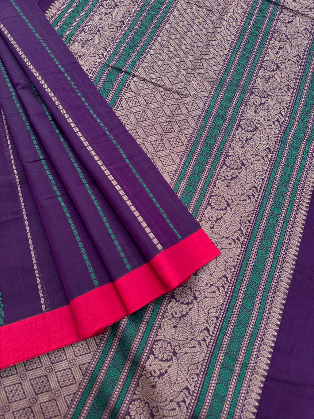 Corporate Style Mangalavastaram - dark deep purple vertical veldhari