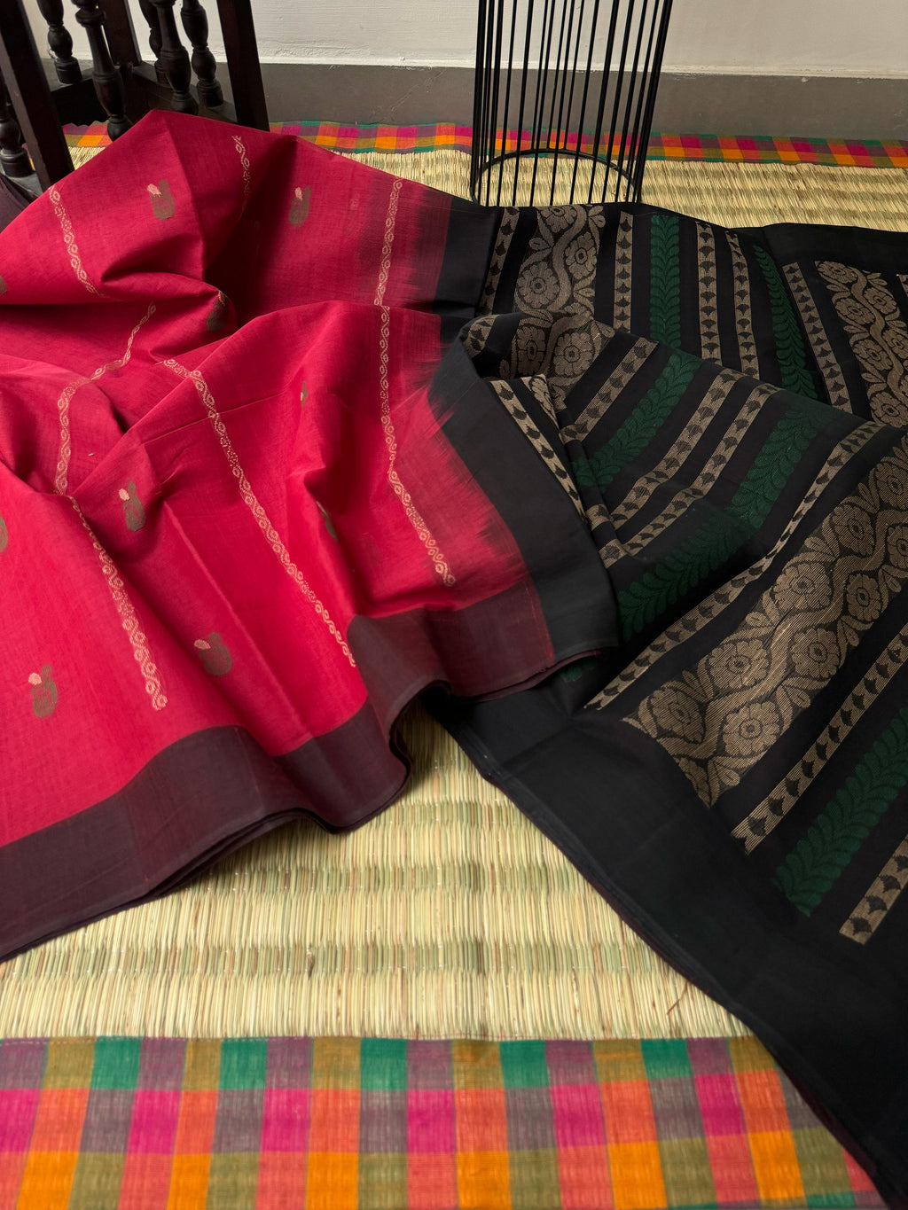 Pragatham - Contrast Play - deep red and black