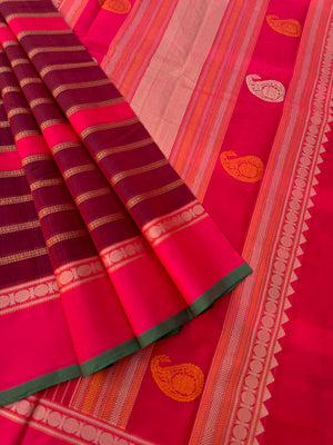 Mangalavastaram - deep marron and red veldhari