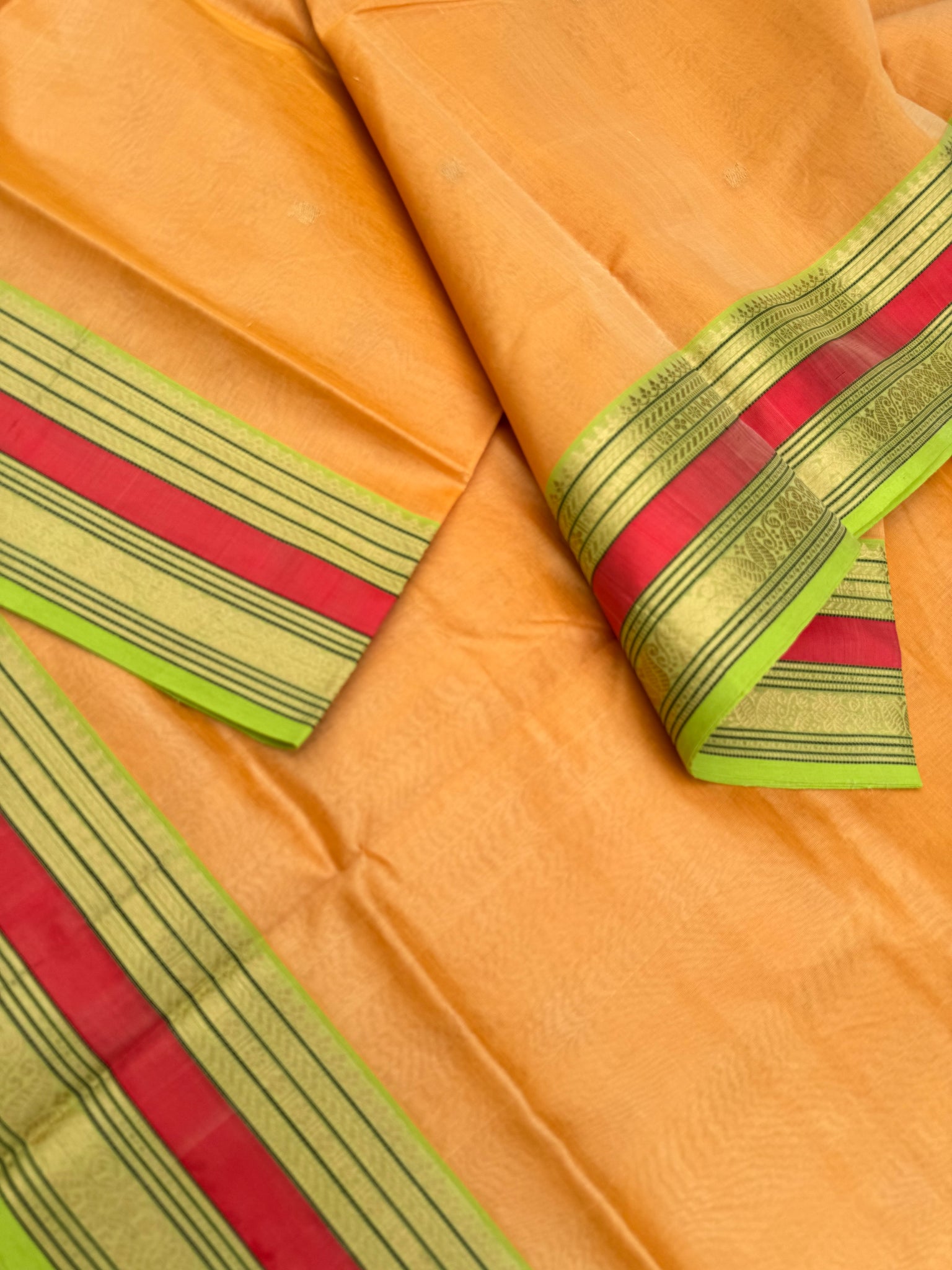 Zari Kissed Silk Cotton - pastel pale apricot yellow a rare find tone