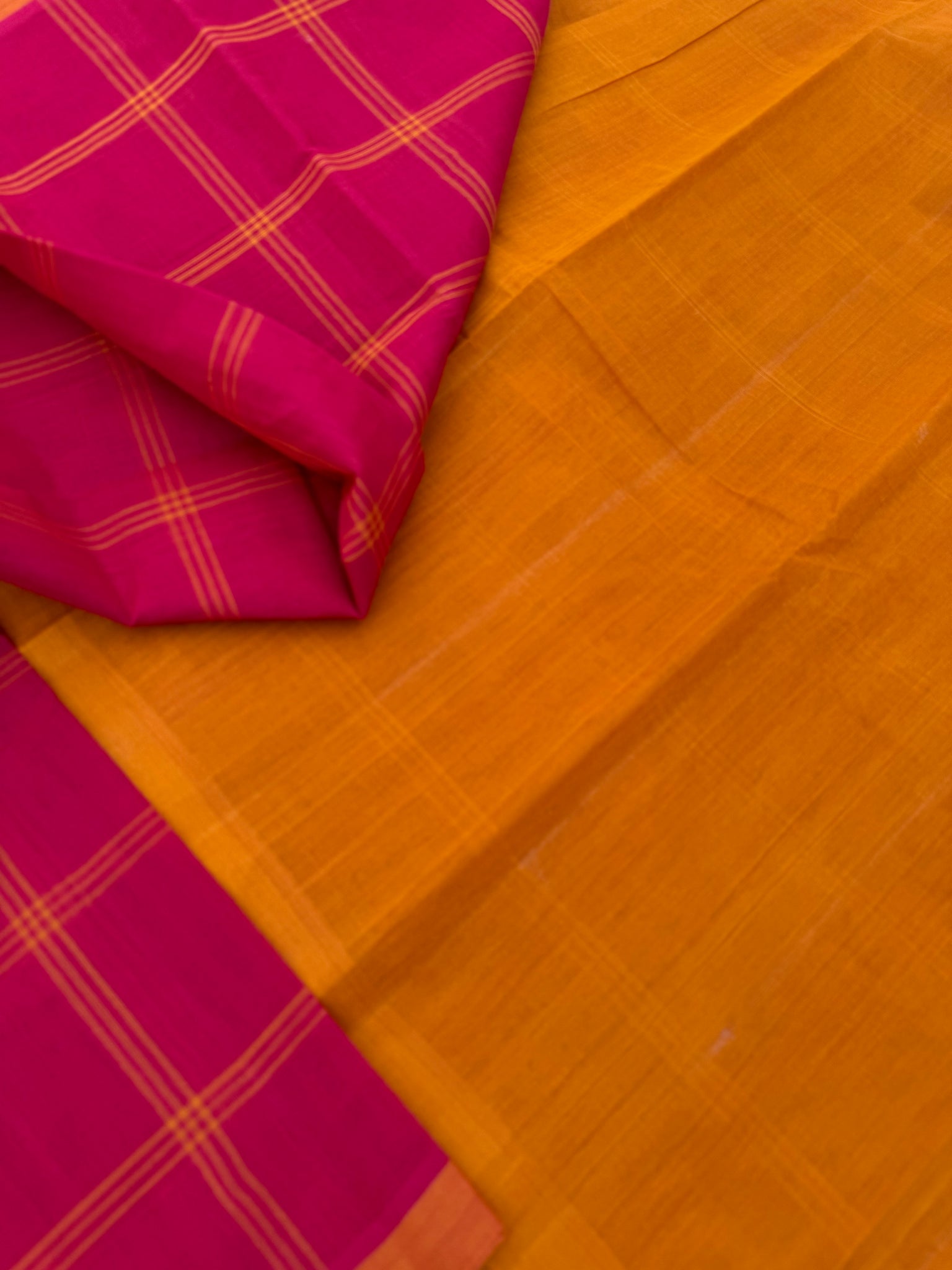 Pragatham - Contrast Play - red and mustard traditional elegance