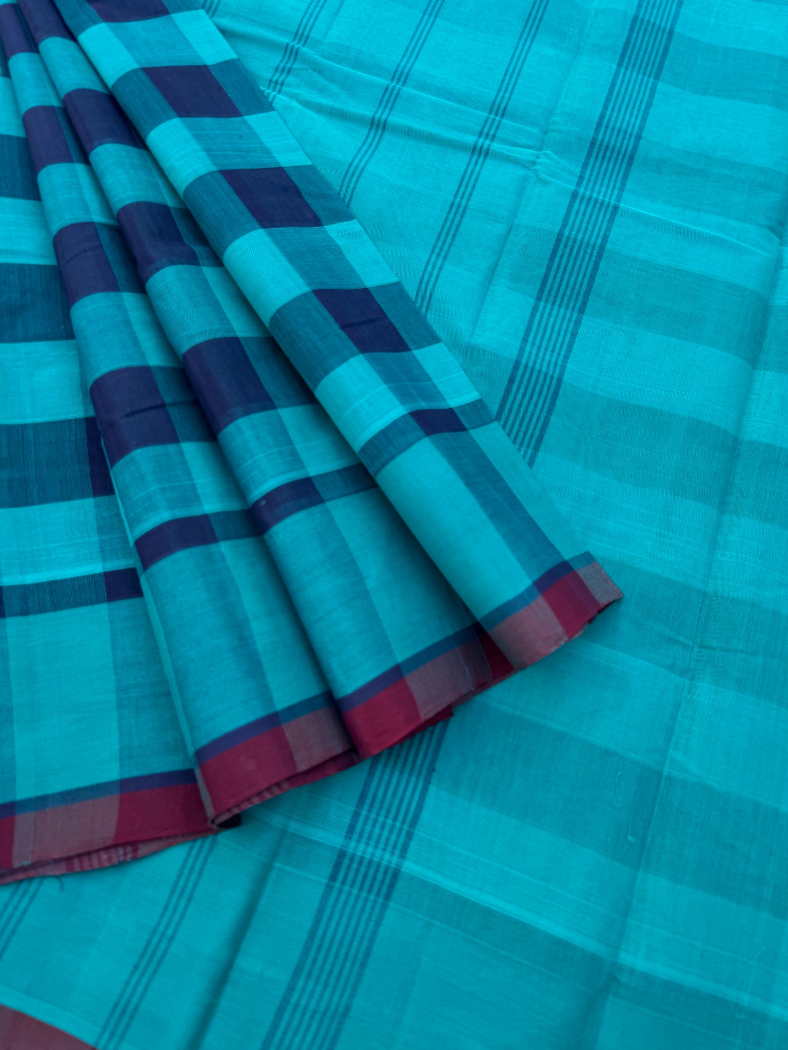 Pragatham - Contrast Play - blue and blue check with Chettinad vibes
