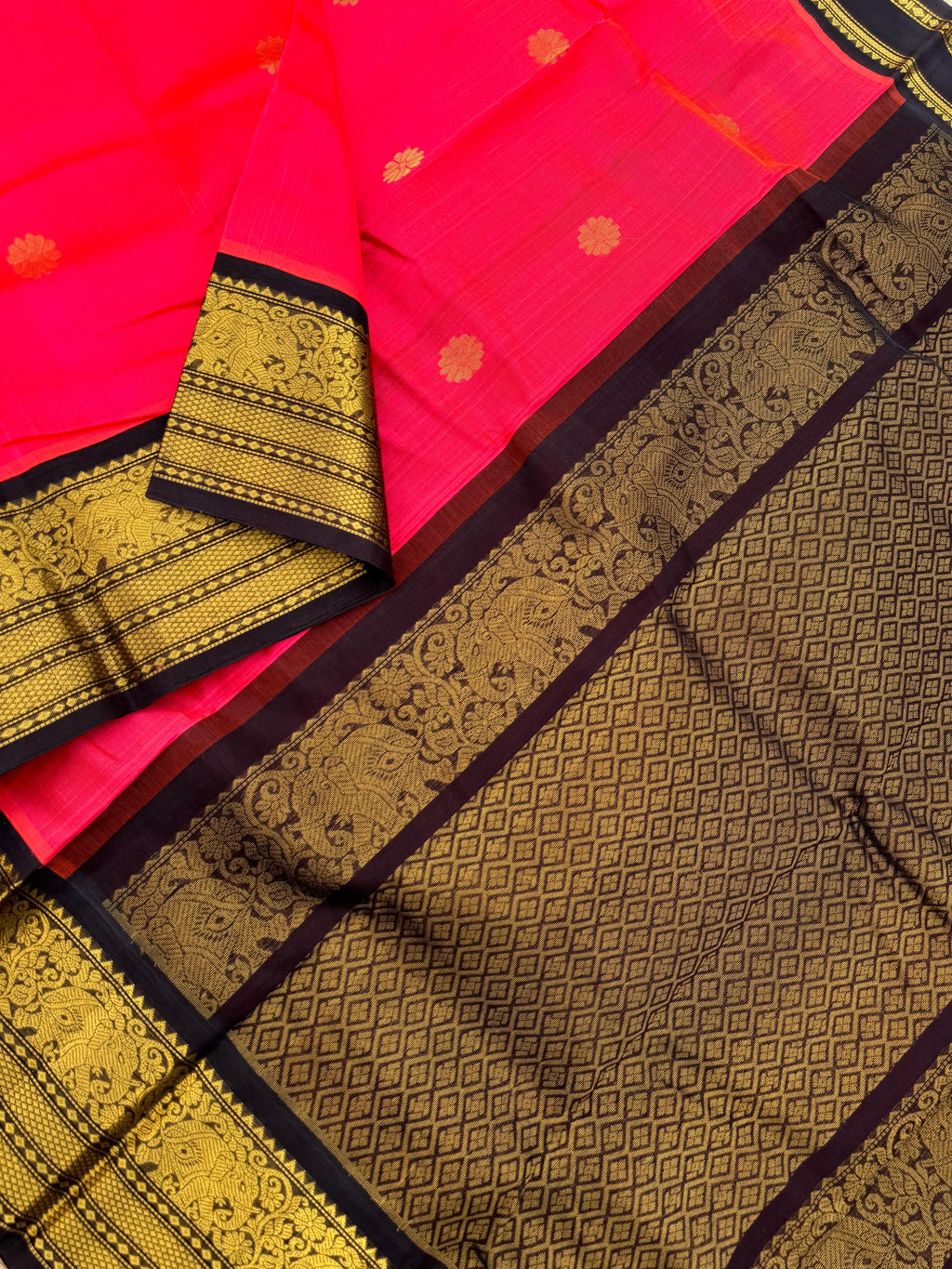 Korvai Silk Cottons -pink and deep maroon
