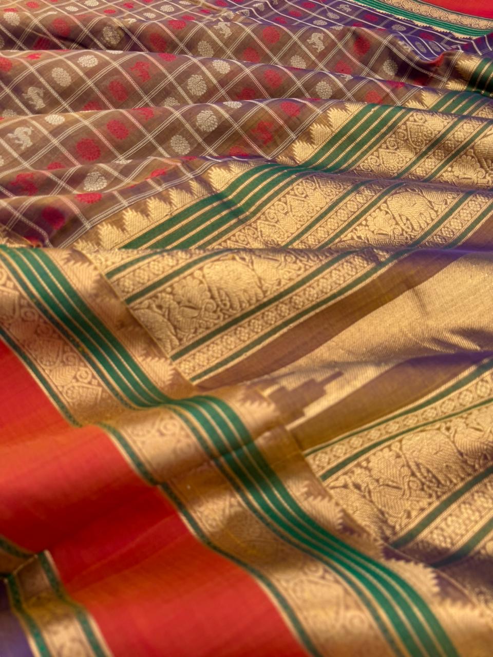 Woven Motifs Silk Cotton - a stunning unusual dual tone bronze 1000 buttas