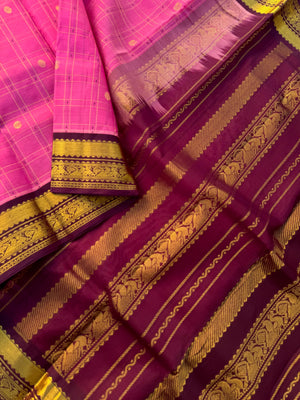 Korvai Silk Cotton - pink and burgundy