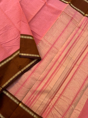Zari Touched Mangalavastaram - pastel pink and caramel brown