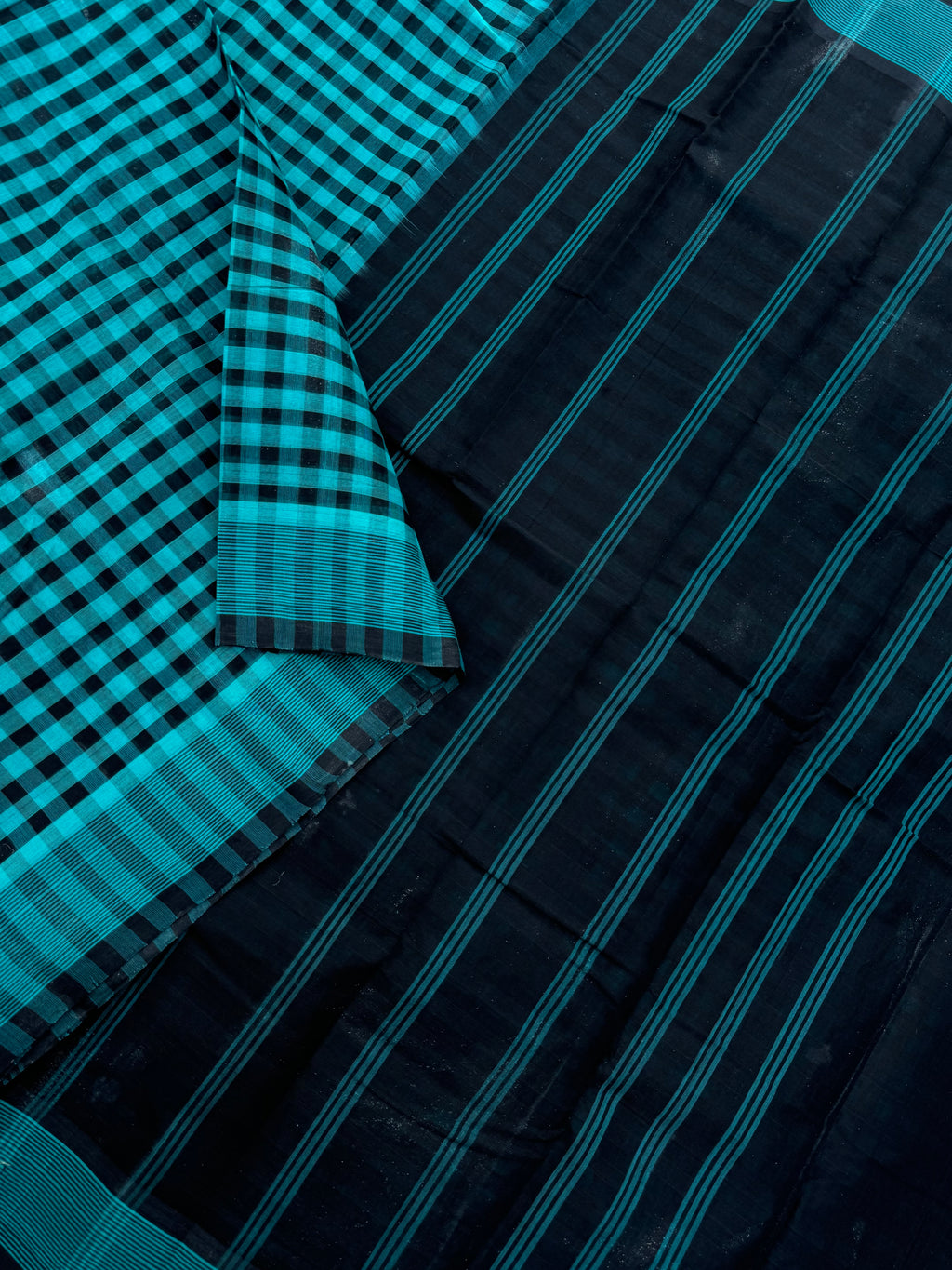 Pragatham - Contrast Play - blues and blacks with lot of Chettinad vibes