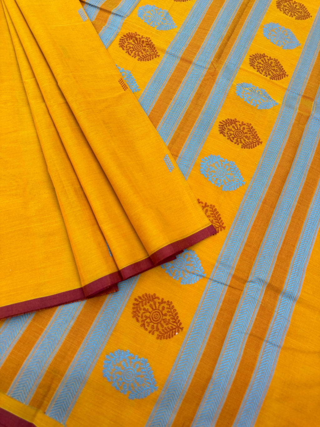 Corporate Style Mangalavastaram - mustard and meenakari pallu