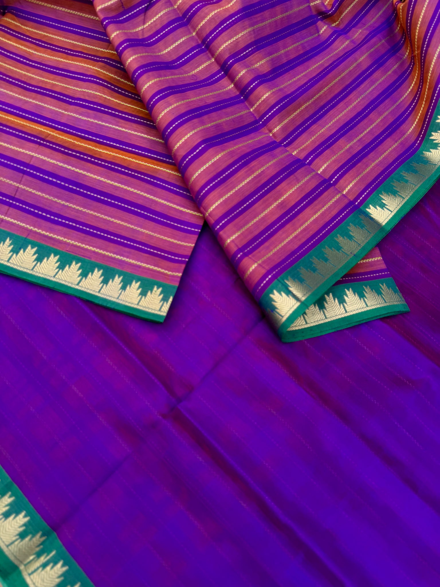 Woven Motifs Silk Cotton - a shades of violet and purple muthu veldhari