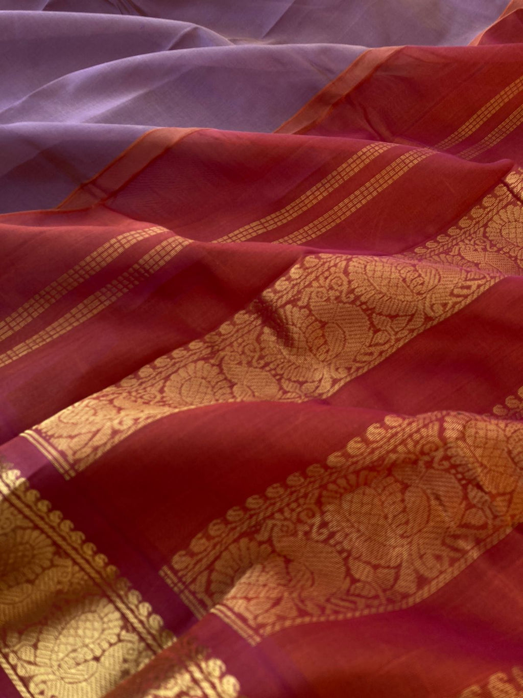Korvai Silk Cottons - rust short lavender for people who love small borders