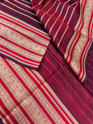 Woven Motifs Silk Cotton - deep maroon veldhari