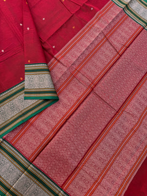 Mangalavastaram -reddish marron with woven borders and grand pallu