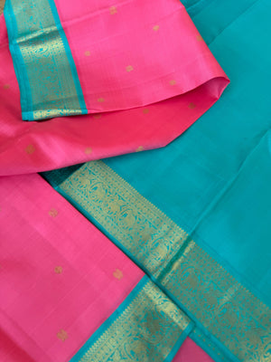 Meenakshi Kalayanam - Connected By Korvai - the stunning panner rose and turquoise small borders