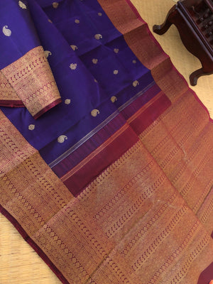 Antique Touch Kanchivarams - the traditional at the best deep ink blue and maroon
