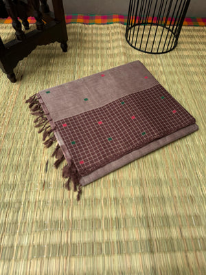 Pragatham - Contrast Play - ovaltean grey one side border chexs