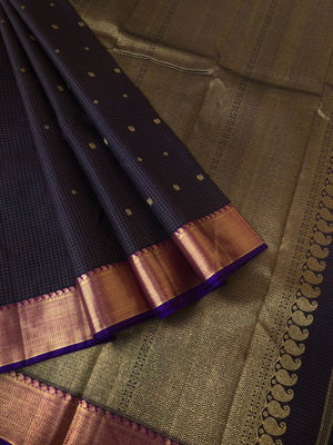 Kattams on Kanchivarams - Vairaoosi kattam - Kaanchana black Vairaoosi kattam with intricate woven buttas