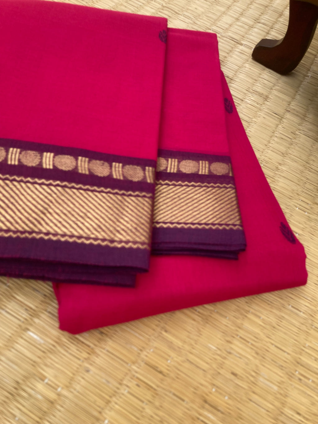 Woven Buttas on Kanchi Cottons - Indian pink