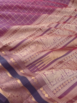 Zari Kissed Silk Cotton - dual tone onion peal muthukattam