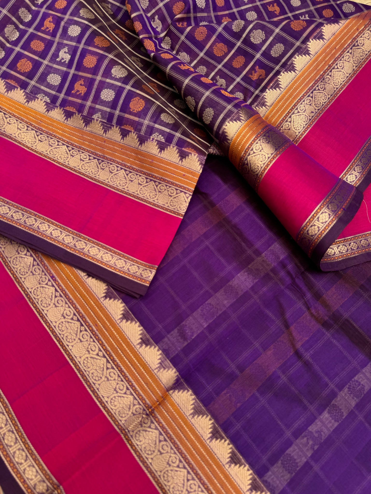 Woven Motifs Silk Cotton - deep dark purple 1000 buttas