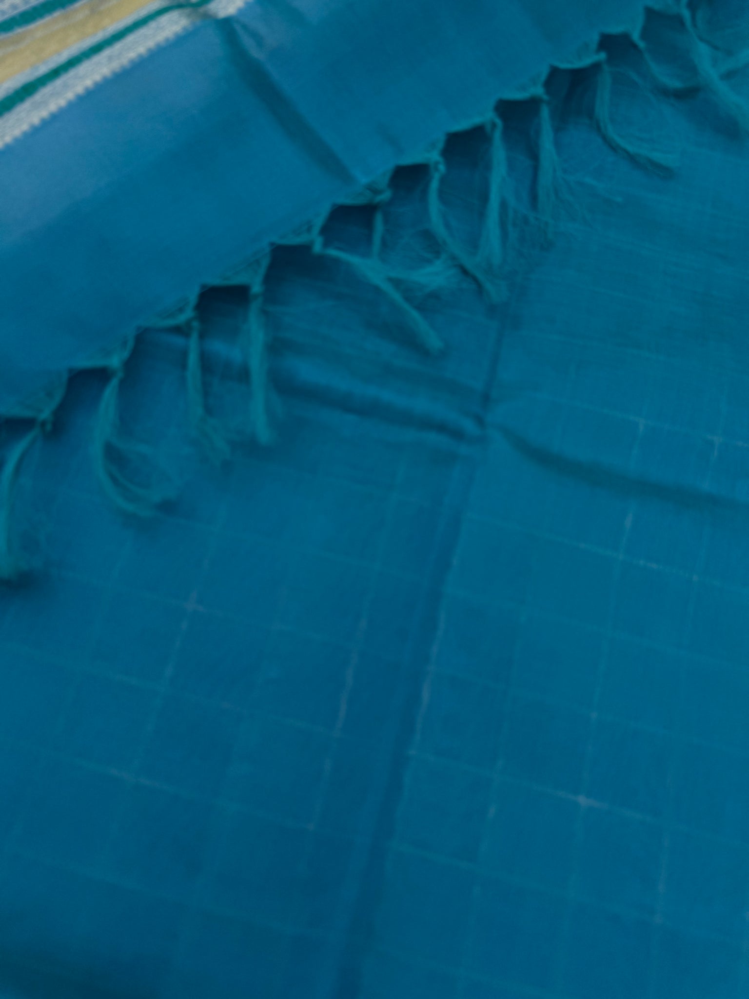 Zari Kissed Silk Cotton - teal blue muthu kattam