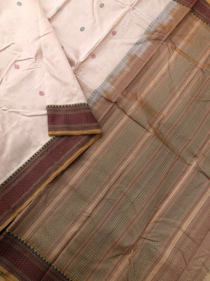 Woven Motifs Silk Cotton - pale off white and beige