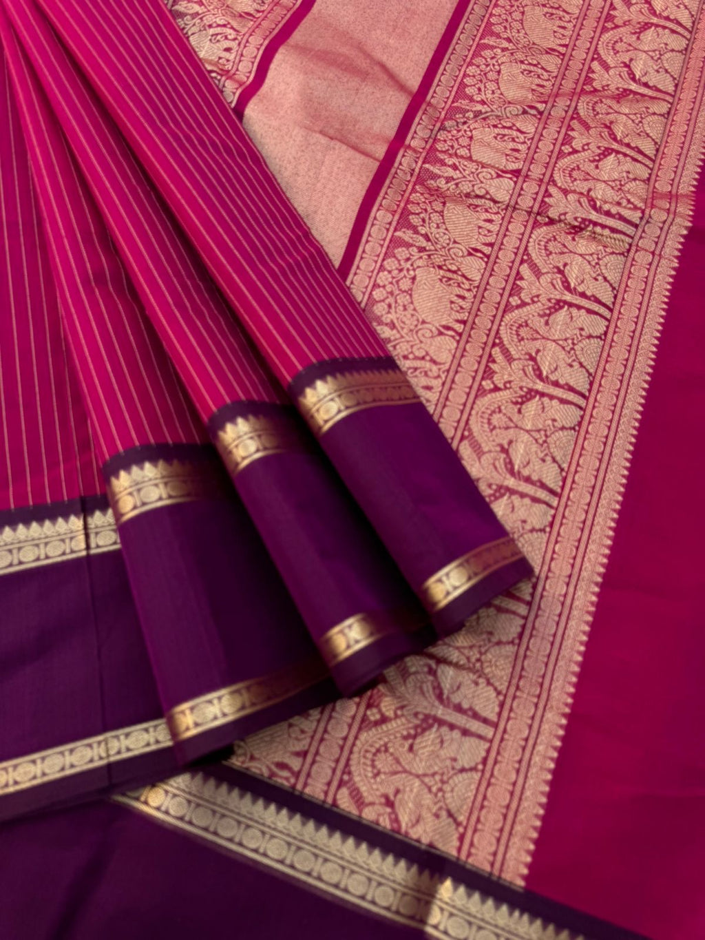Zari Touched Mangalavastaram - stunning deep pink and purple