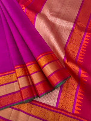 Kanchivaram Trunk - a gorgeous no zari vada malli Kanchi with varusai pett woven borders