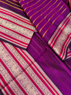 Woven Motifs Silk Cotton - deep purple veldhari