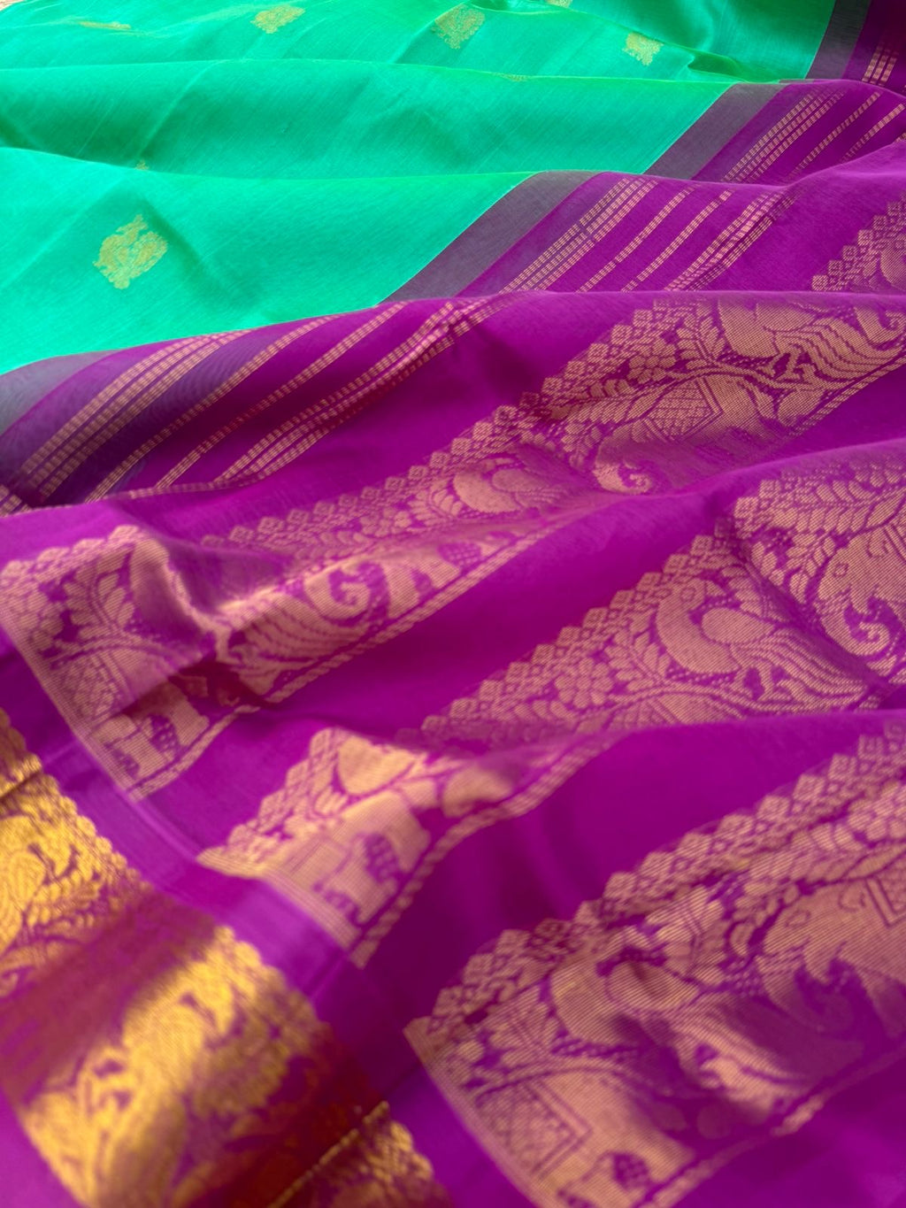 Korvai Silk Cotton - dual tone aqua blue green and violet