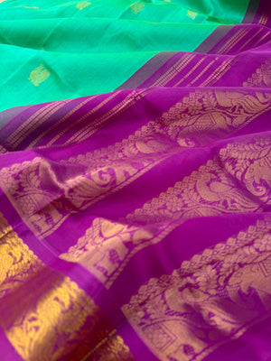 Korvai Silk Cotton - dual tone aqua blue green and violet
