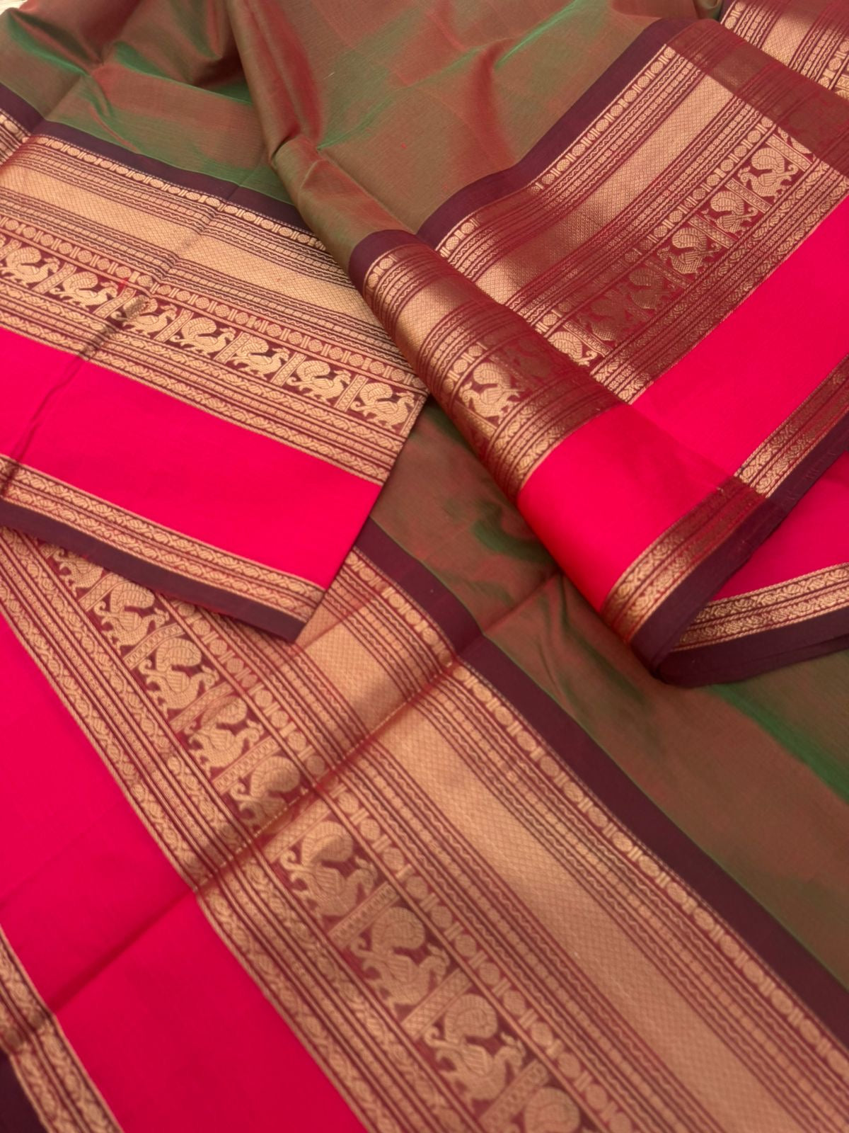 Zari Kissed Silk Cotton - the grandest manthulir tone woven borders